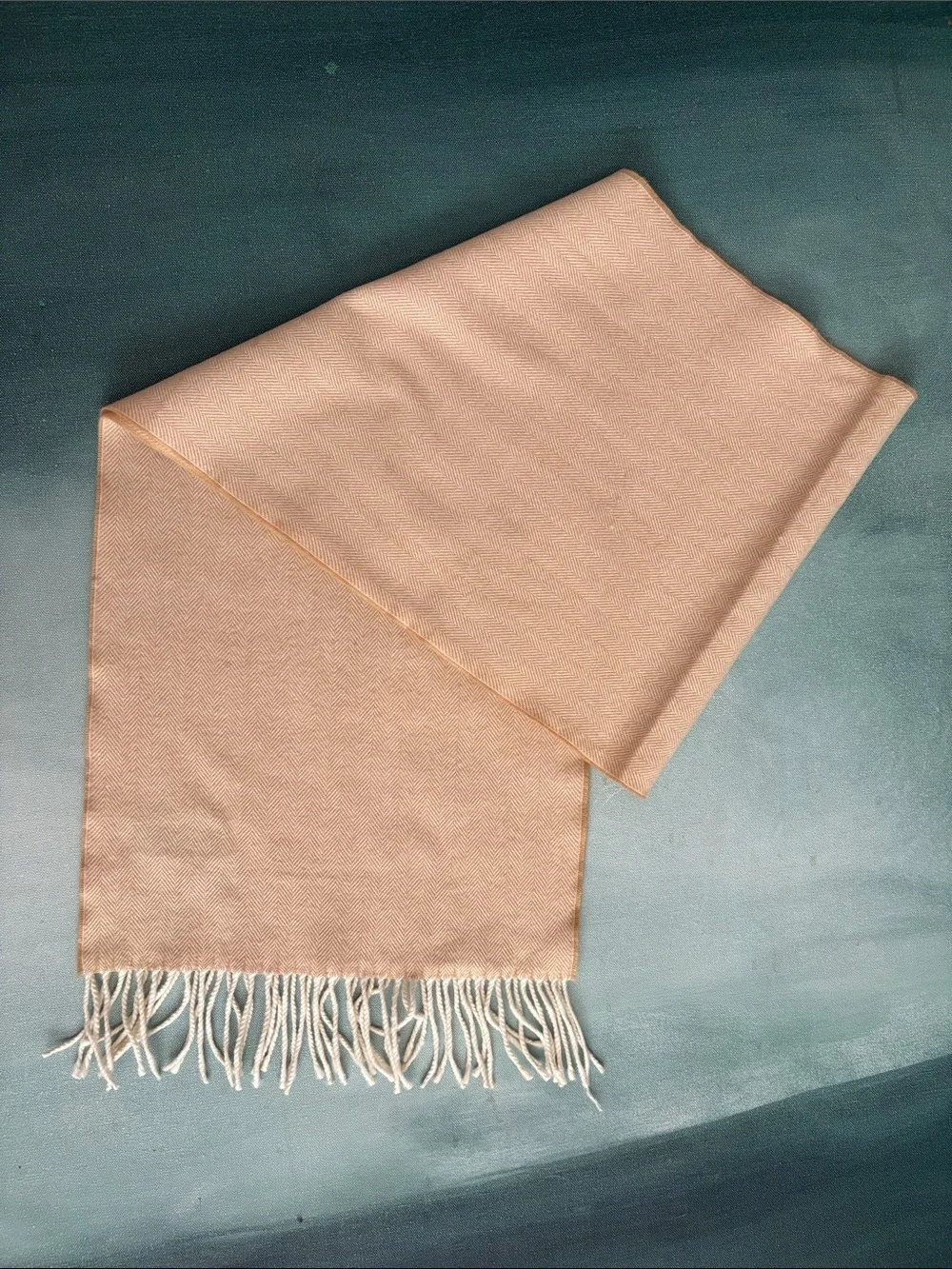 Cashmere Herringbone Scarf with Fringe